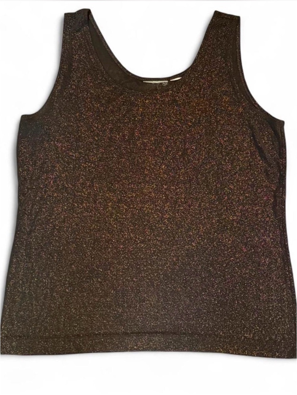 Shimmer Scoop Neck Tank Top - Black